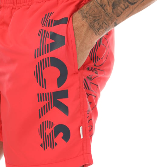 Men's Jack Jones Aruba Swim Shorts in Red