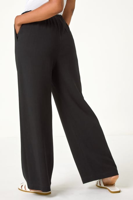 Petite Linen Mix Wide Leg Trouser - Image 4