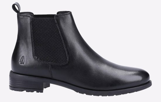 Hush Puppies Sammie Leren Dames Zwarte Platte Chelsea Laarzen - Image 1