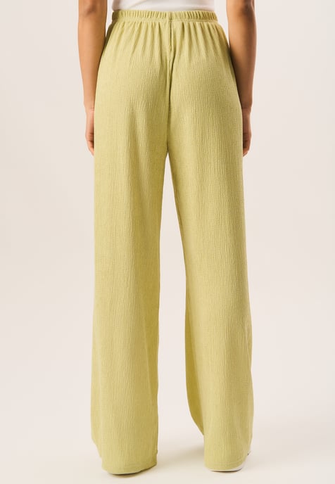 Textured Pull On Wide Leg Trousers