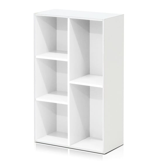 Furinno 5-Cube Open Shelf, White Furniture Living Room Bedroom Cabinet