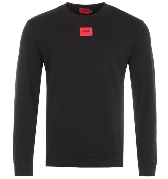 HUGO Logo Patch Duurzame Crew Neck Sweater - Zwart - Image 1