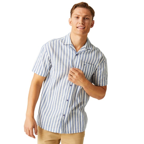 Regatta Mens Shorebay II Stripe Short-Sleeved Shirt (Coronet Blue/White)