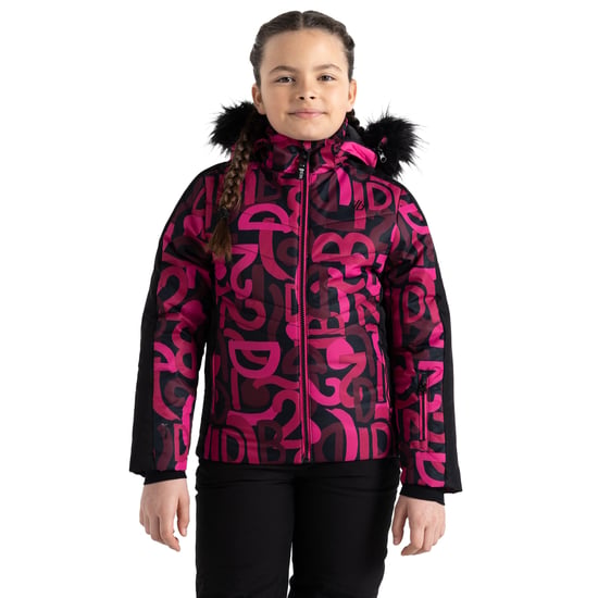 Dare 2B Girls Ding Graffiti Ski Jacket (Pure Pink/Black)