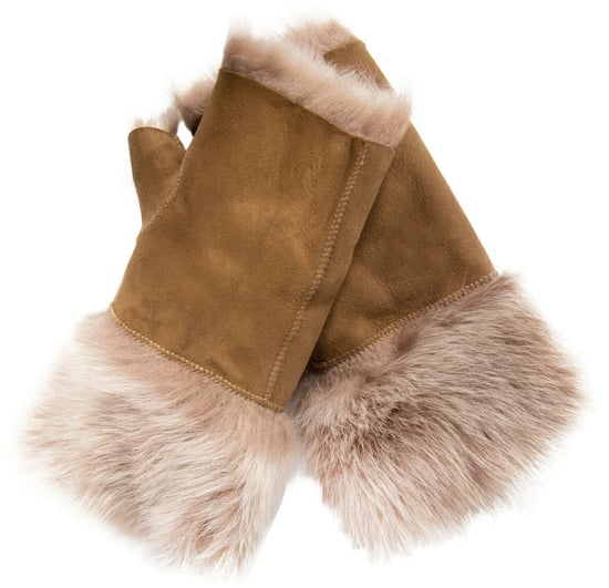 Womens Shearling Wanten Vingerloze manchetten Toscana Suède Schapenvacht Bont - Image 1