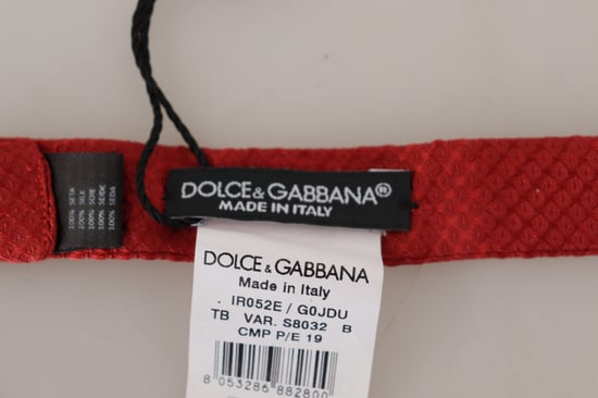 Dolce & Gabbana Rode 100% Zijde Verstelbare Hals Papillon Mannenstrik - Image 4
