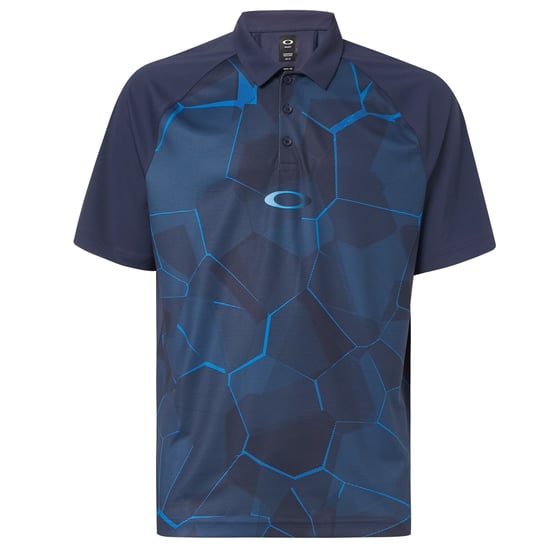Oakley Sleeve Collared Mens Blue Navy Mirror Golf Graphic Polo Shirt 434430 6FB
