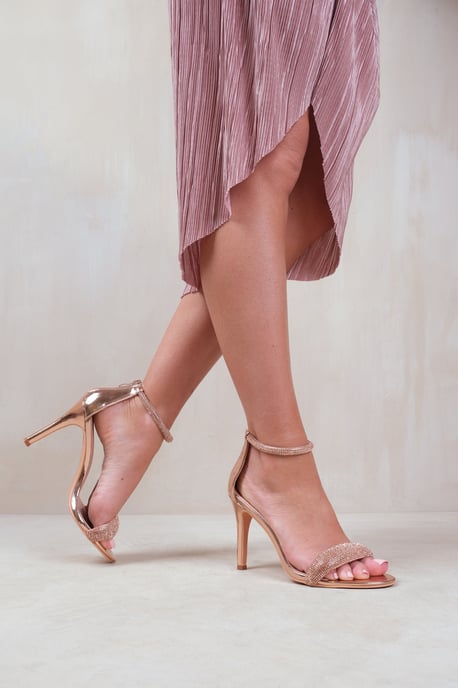 Where's That From Womens 'Sabra' High Heel Sandals With Diamante Ankle Strap