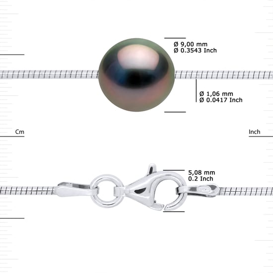DIADEMA - Necklace - Omega - Silver and Tahitian Pearl