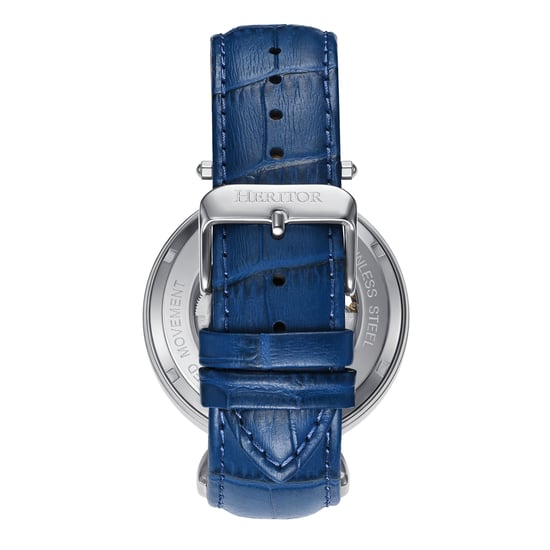 Heritor Automatic Lincoln Leather-Band Skeleton Watch with Moon Phase