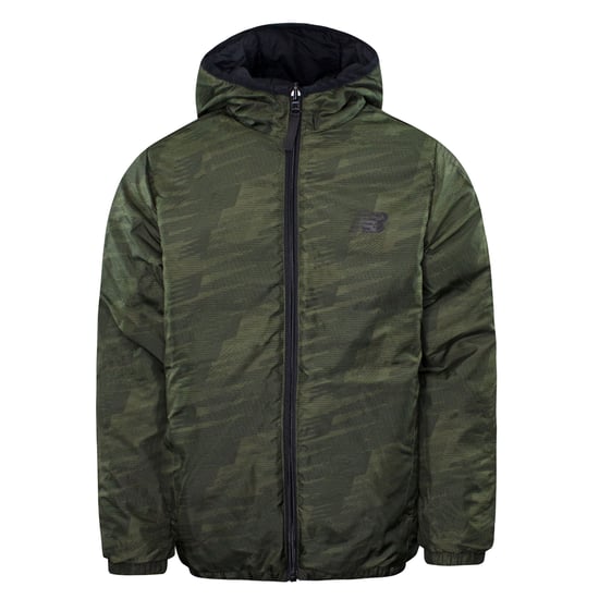 New Balance Black Green ZipUp Hooded Junior Switch Reversible Jacket JJ933012 BK