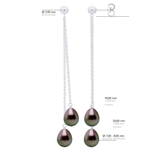 Hanging Earrings - Real Cultured Tahiti Pearls Pear 7-8 mm