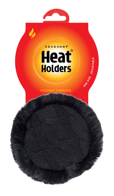 Heat Holders - Gebreide oorwarmers voor dames met imitatiebont - Zwart - Image 2