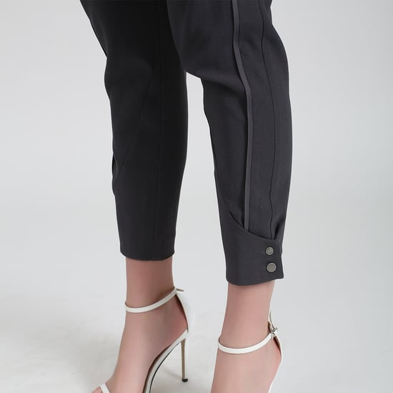 Bi-materiaal taps toelopende broek - Image 4