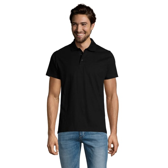 SOLS Heren Prescott Jersey Poloshirt (Diep zwart) - Image 1