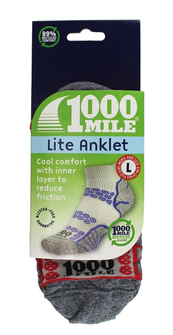1000 Mile - Heren Lite Enkel Dubbele Laag Hardloopsokken - Zilver / Rood - Image 2