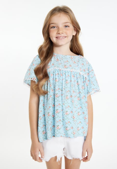 Dreimaster Blouse meisjes (kinderen) Lichtblauwe bloem - Image 3