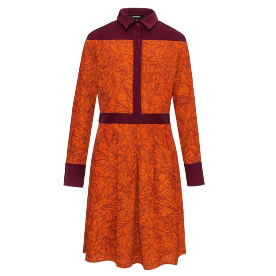 Bi-materiaal shirt-jurk met lineaire bloemenprint - Image 4