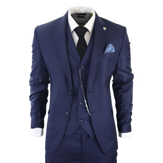Men's Classic 3-Piece Plain Navy Suit