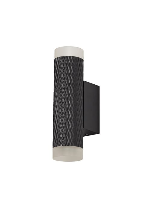 2 Light Wall Lamp GU10, Sand Black, Acrylic Rings