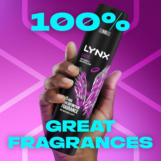 Lynx XXL Excite 48-Hour High Definition Fragrance Body Spray Deodorant, 3x250ml