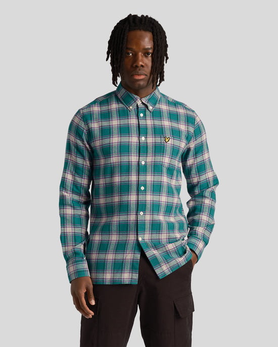 Lyle & Scott Men's Check Flannel Shirt in Green