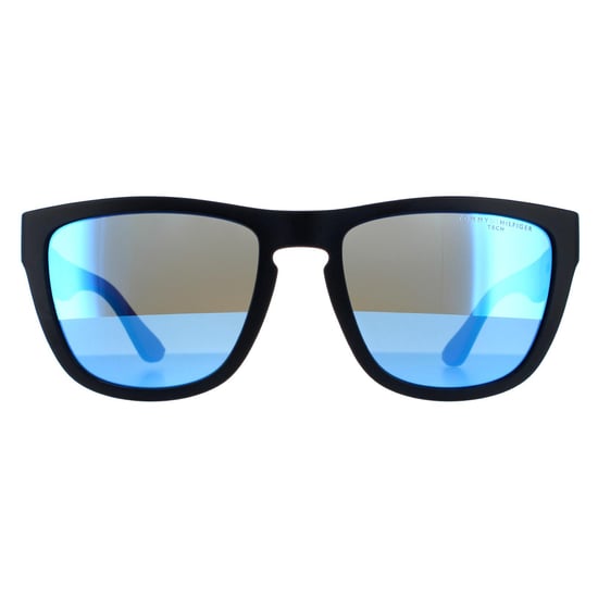 Tommy Hilfiger Square Mens Matte Blue Blue Mirror Sunglasses