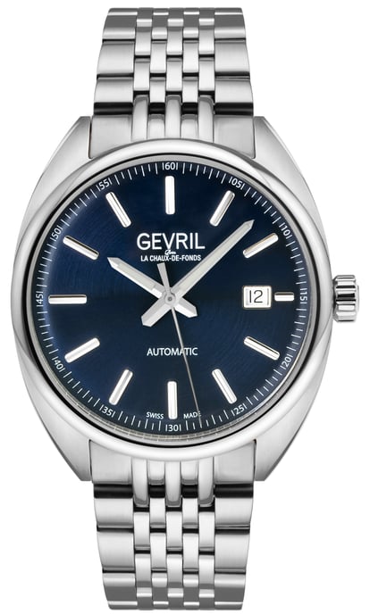 Gevril Five Points heren 48701 Swiss Made automatisch Sellita SW200 roestvrijstalen lichtgevende datumhorloge - Image 1