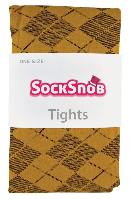 Sock Snob Dames80 denier ondoorzichtig patroon panty's - Argyle Mostard - Image 2