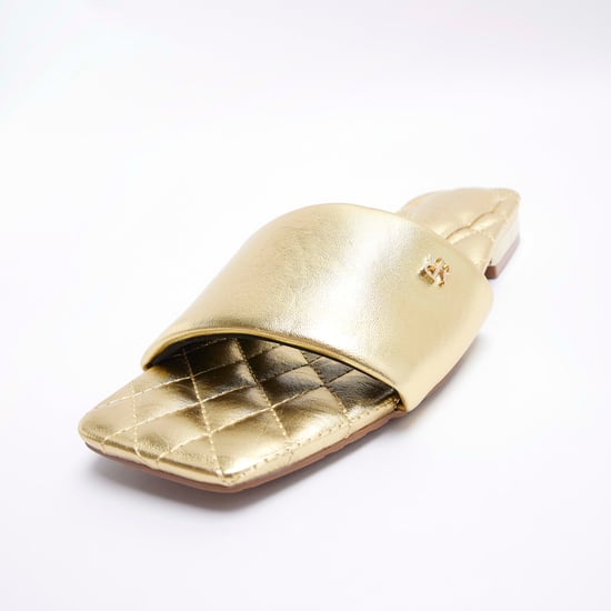 River Island Womens Sliders Gold Wide Fit Padded