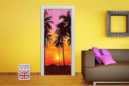 Tropical Sunset Self-Adhesive Door Mural Sticker For All Europe Size 90CmX200CM