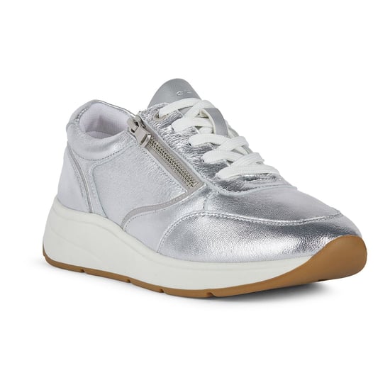 Geox D Cristael E Kunstleren Damestrainers Zilver - Image 1
