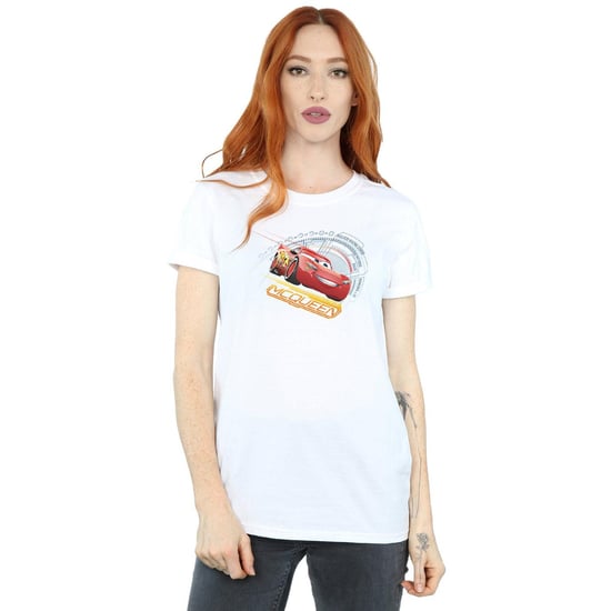 Disney Womens/Ladies Cars Lightning McQueen Cotton Boyfriend T-Shirt (White)