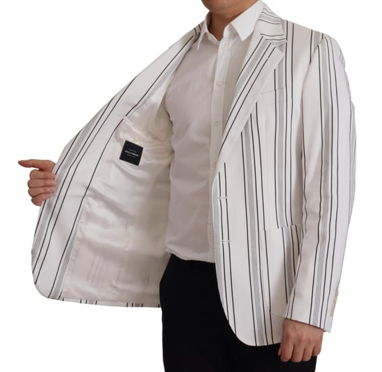 Dolce & Gabbana Witte Strepen Katoenen Effen Colbert voor Mannen - Image 4