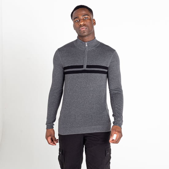 Dare 2B Mens Unite Us Knitted Half Zip Sweatshirt (Charcoal Grey/Black)