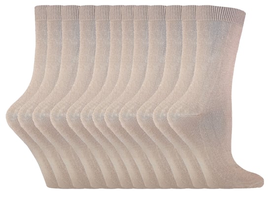 12 paar kleurrijke effen katoenrijke damessokken - Beige - Image 1
