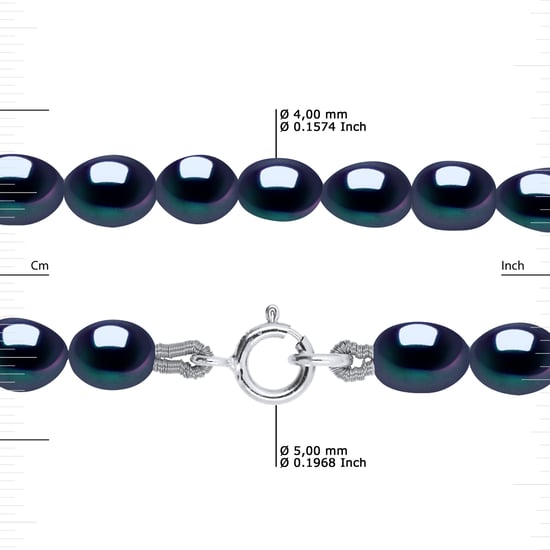 DIADEMA - Bracelet - Real Freshwater Pearls - Black - White Gold