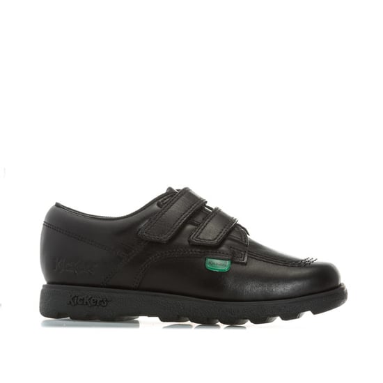 Kickers Childrens Fragma Lo leren schoenen met bandjes voor jongens, zwart - Image 1