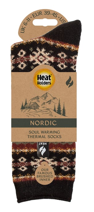 Heren Nordic Sokken | Heat Holders | Ademend Lite Extra Warme Winter Thermosokken - Zwart/Olijf - Image 2