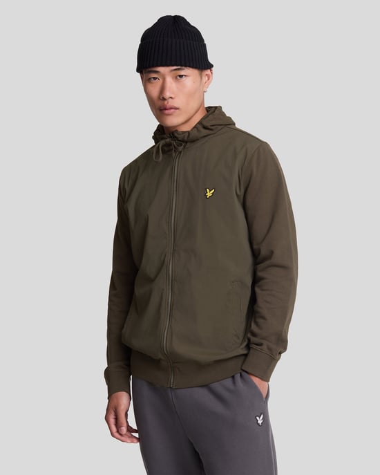 Lyle & Scott hybride olijfgroene hoodie met rits - Image 1
