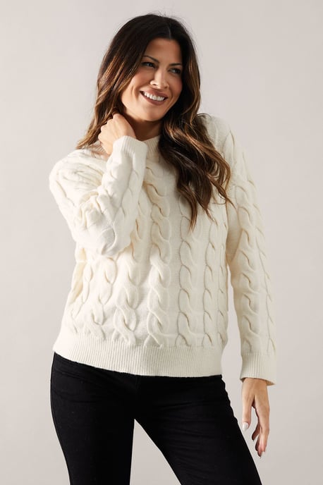 Chunky Cable Knit Crew Neck Jumper - Image 4