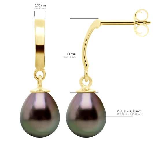 Oorbellen Prestige Gearticuleerd in Geel Goud 375 en Echte Gecultiveerde Tahiti Parel 8-9 mm - Image 2