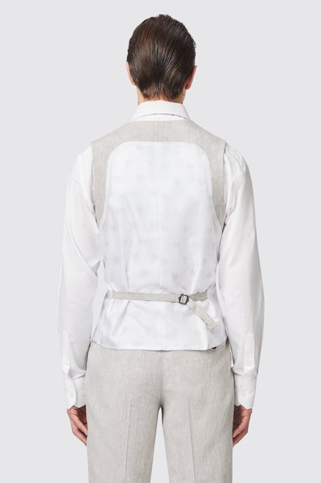 Claremont Slim Fit Stone Linen Waistcoat