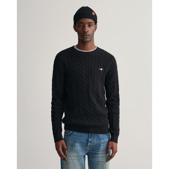 GANT heren trui met kabelgebreide ronde hals - Image 1