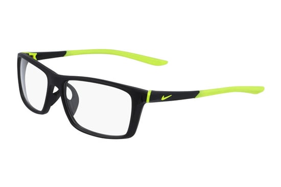 Nike Rectangular plastic Unisex Eyeglasses Matte Black / Volt / Clear Lens