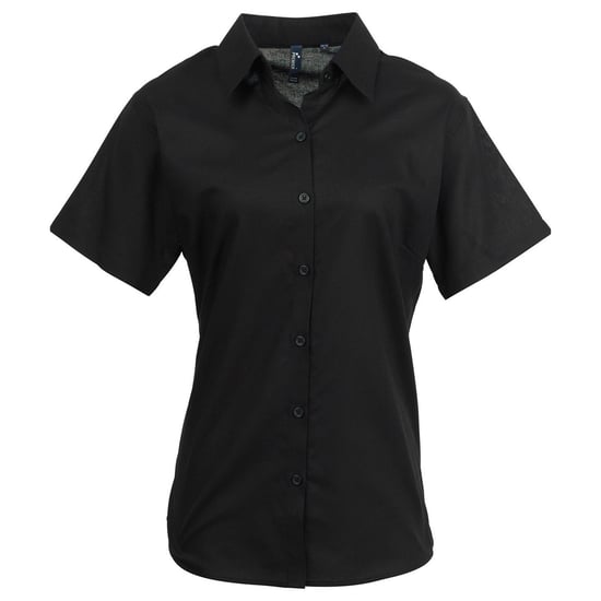 Premier Dames/Dames Signature Oxford Overhemd met Korte Mouwen (Zwart) - Image 1