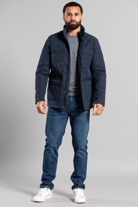 Dark Navy Padded Funnel Neck Jacket