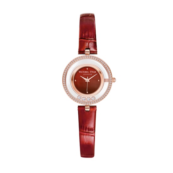 VICTORIA HYDE Dameshorloges Kleine Wijzerplaat Analoog Kwarts Vrouw Horloges met Helder Kristal Elegant Gouden Horloge voor Vrouw, rood kristal - Image 1