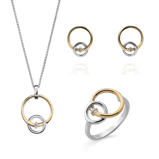 Orphelia 'Antoine' Dames 925 Sterling Zilveren Set: Ketting + Oorbellen + Ring - Zilver/Geelgoud SET-7503/1 - Image 1