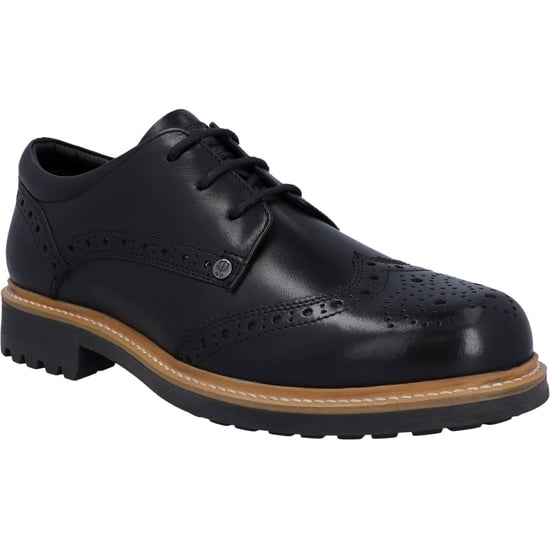 Hunter Cawdor Leer Heren Zwart Brogues Schoenen - Image 1